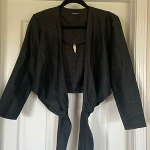 Whistles black silk wraparound top